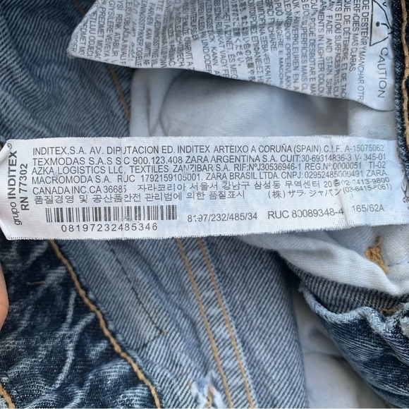 Zara sz 2 Mom-Fit High Waist Stonewash Blue Tapered Ankle Jeans Women's EUC - Picture 6 of 7